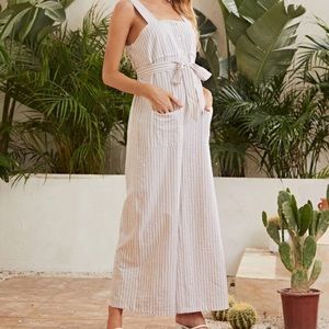 Maternity Pinstriped Jumpsuit